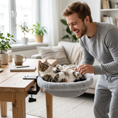 Hamac pour Chat fixé à une table