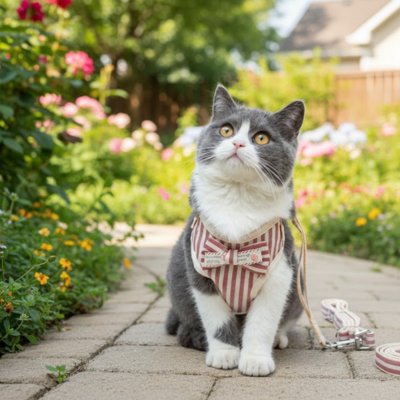 Harnais pour chat rayé