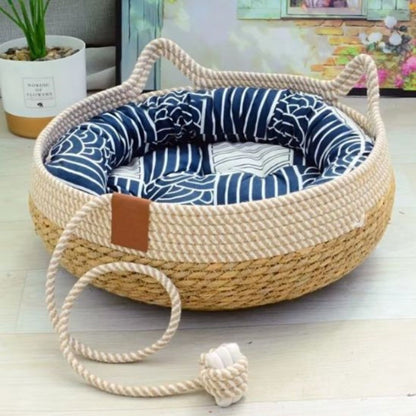 panier-chat-bleu-coussin