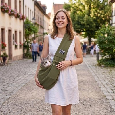 Sac de transport Chat avec femme souriante 