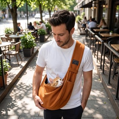 Sac de transport Chat avec homme regardant son chat